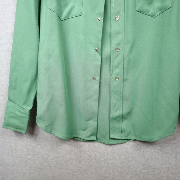 1970s Vintage Western Shirt‎ Pearl Snap Rodeo Green Embroidered Cowboy Handmade - Picture 4 of 14